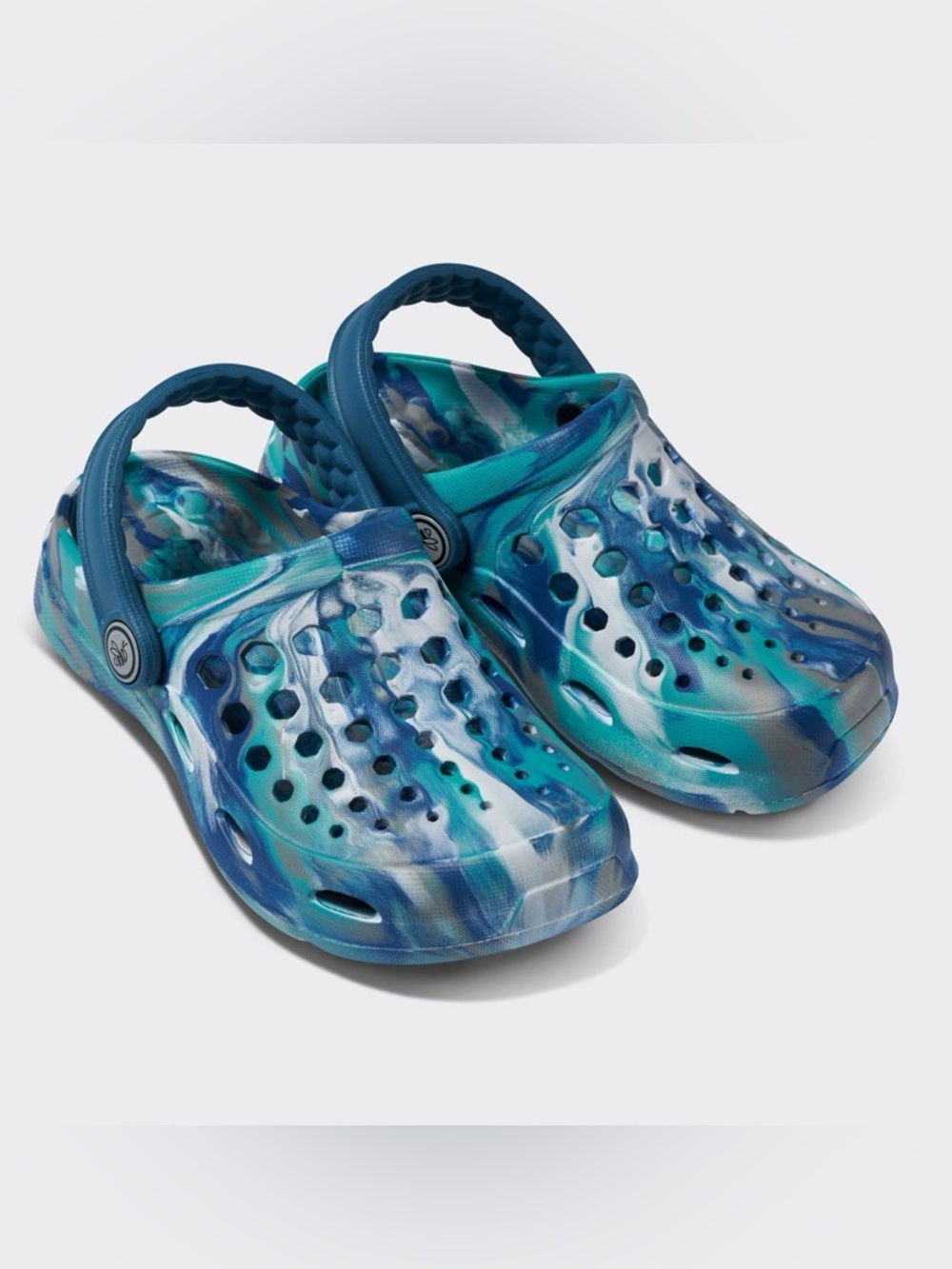 Kids' Blue Green Marble Clogs - Comfortable Waterproof Slip-On Size 8